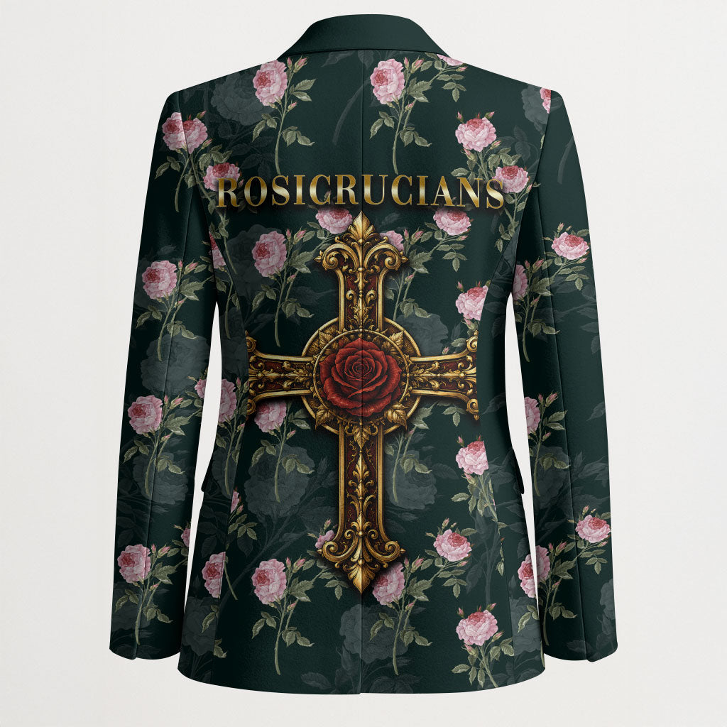 Rosicrucian Order Rose Cross Blazer Gothic Baroque Crucifix Vintage Floral