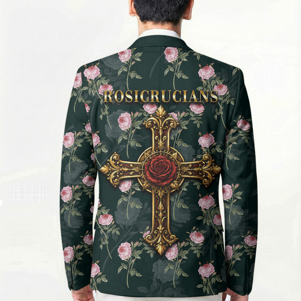Rosicrucian Order Rose Cross Blazer Gothic Baroque Crucifix Vintage Floral