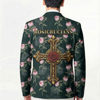 Rosicrucian Order Rose Cross Blazer Gothic Baroque Crucifix Vintage Floral