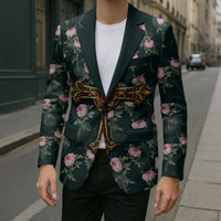 Rosicrucian Order Rose Cross Blazer Gothic Baroque Crucifix Vintage Floral