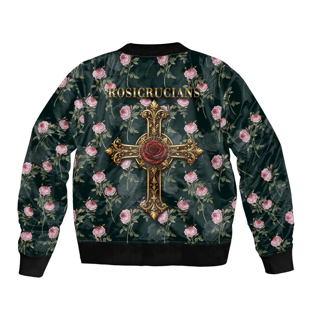 Rosicrucian Order Rose Cross Bomber Jacket Gothic Baroque Crucifix Vintage Floral