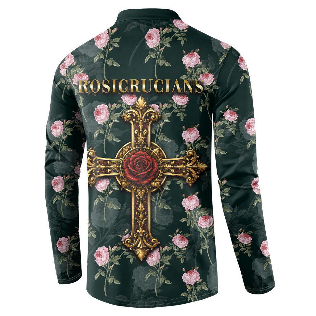 Rosicrucian Order Rose Cross Button Sweatshirt Gothic Baroque Crucifix Vintage Floral