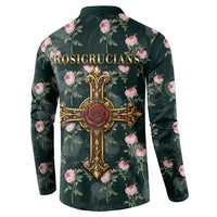 Rosicrucian Order Rose Cross Button Sweatshirt Gothic Baroque Crucifix Vintage Floral