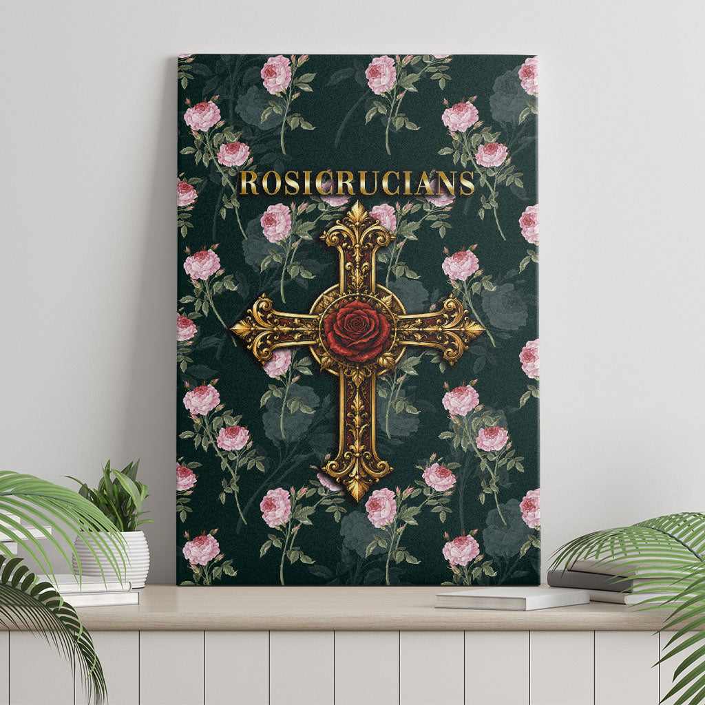 Rosicrucian Order Rose Cross Canvas Wall Art Gothic Baroque Crucifix Vintage Floral