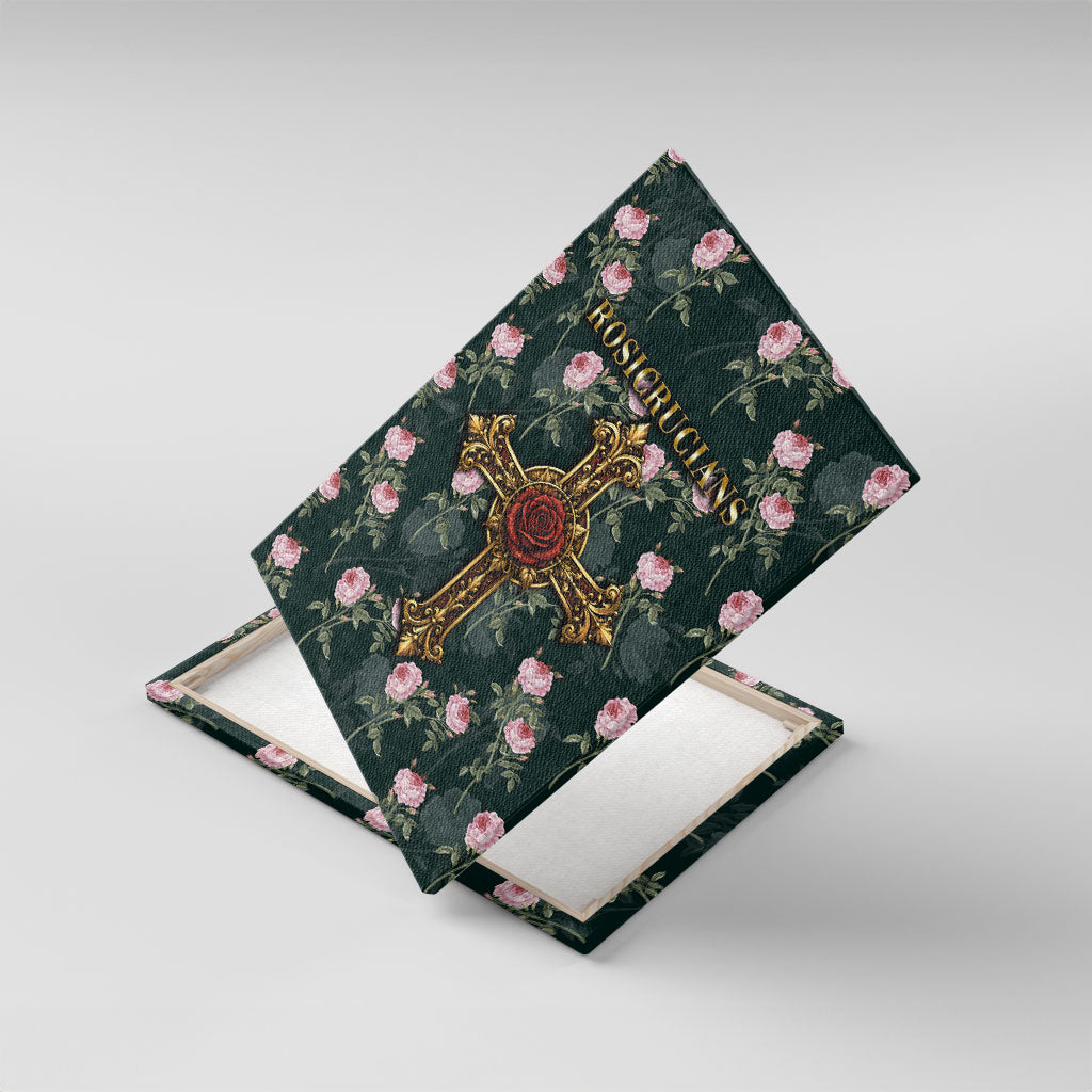 Rosicrucian Order Rose Cross Canvas Wall Art Gothic Baroque Crucifix Vintage Floral