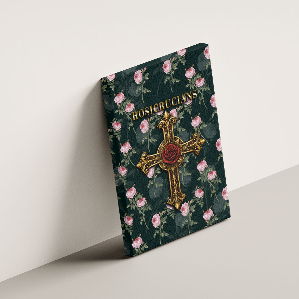 Rosicrucian Order Rose Cross Canvas Wall Art Gothic Baroque Crucifix Vintage Floral