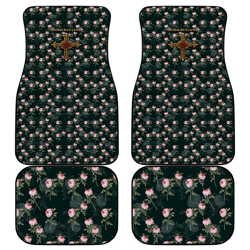 Rosicrucian Order Rose Cross Car Mats Gothic Baroque Crucifix Vintage Floral