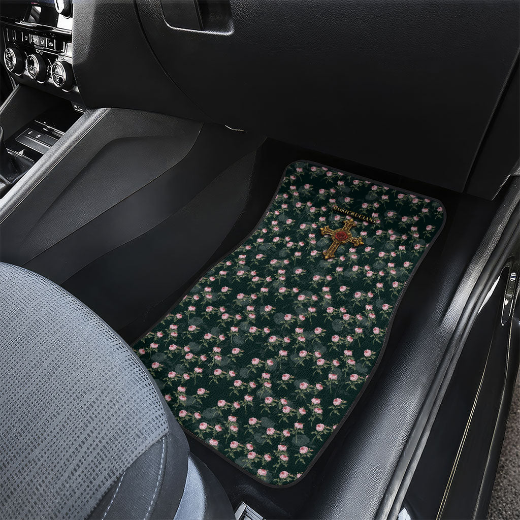Rosicrucian Order Rose Cross Car Mats Gothic Baroque Crucifix Vintage Floral