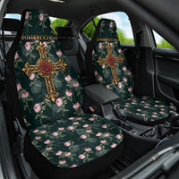 Rosicrucian Order Rose Cross Car Seat Cover Gothic Baroque Crucifix Vintage Floral