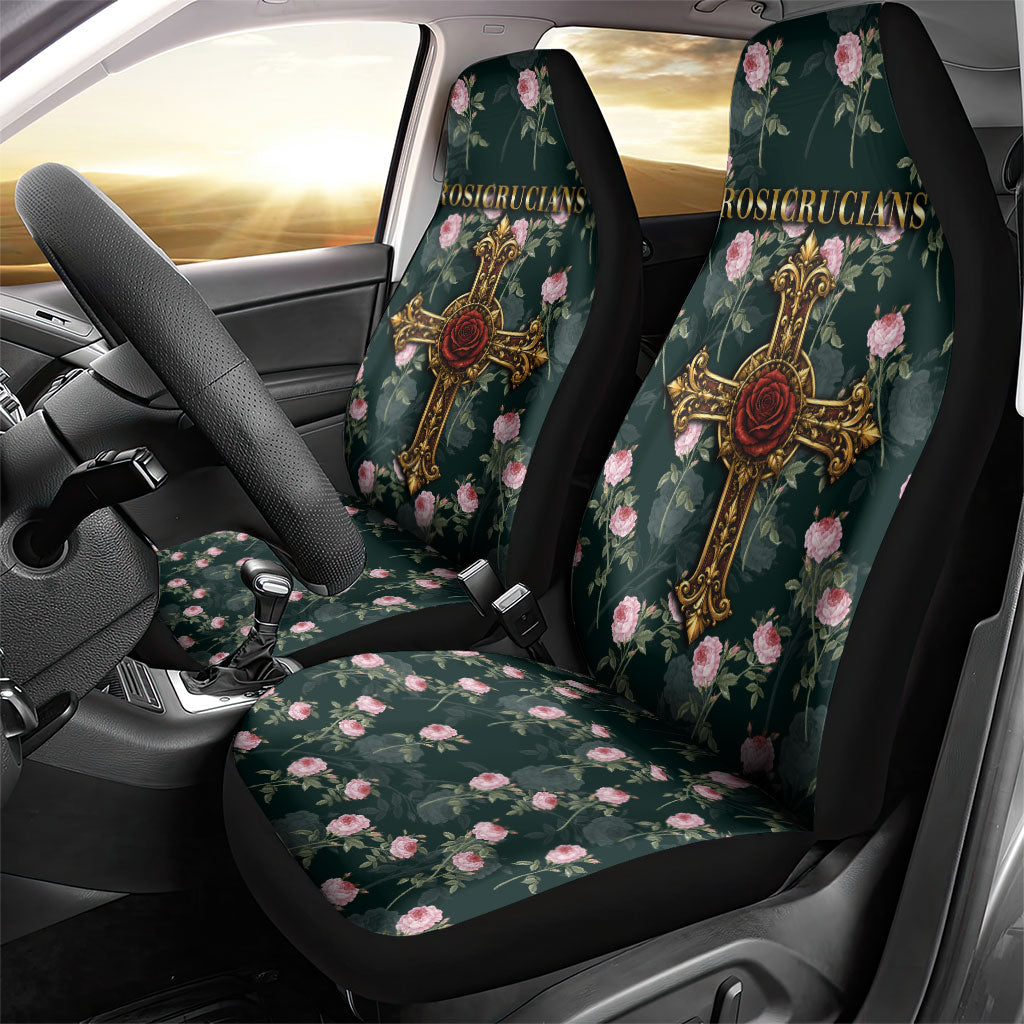 Rosicrucian Order Rose Cross Car Seat Cover Gothic Baroque Crucifix Vintage Floral