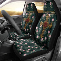 Rosicrucian Order Rose Cross Car Seat Cover Gothic Baroque Crucifix Vintage Floral
