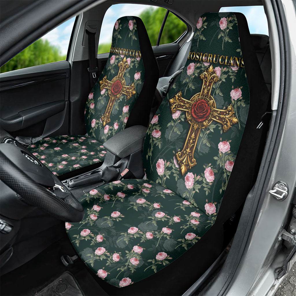 Rosicrucian Order Rose Cross Car Seat Cover Gothic Baroque Crucifix Vintage Floral