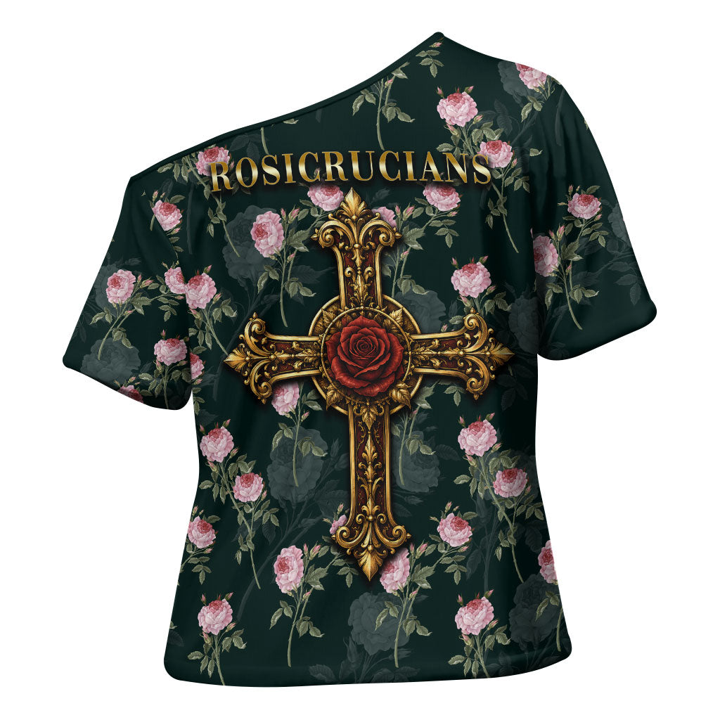 Rosicrucian Order Rose Cross Cross Shoulder Shirt Gothic Baroque Crucifix Vintage Floral
