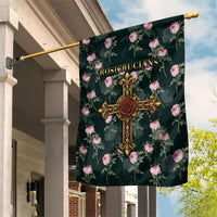 Rosicrucian Order Rose Cross Garden Flag Gothic Baroque Crucifix Vintage Floral