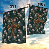 Rosicrucian Order Rose Cross Garden Flag Gothic Baroque Crucifix Vintage Floral