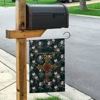 Rosicrucian Order Rose Cross Garden Flag Gothic Baroque Crucifix Vintage Floral