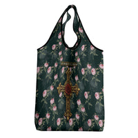 Rosicrucian Order Rose Cross Grocery Bag Gothic Baroque Crucifix Vintage Floral