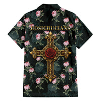 Rosicrucian Order Rose Cross Hawaiian Shirt Gothic Baroque Crucifix Vintage Floral