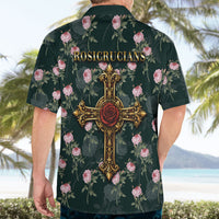 Rosicrucian Order Rose Cross Hawaiian Shirt Gothic Baroque Crucifix Vintage Floral