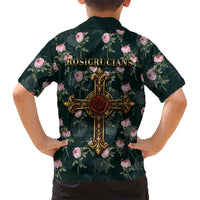 Rosicrucian Order Rose Cross Hawaiian Shirt Gothic Baroque Crucifix Vintage Floral