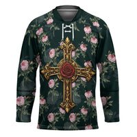 Rosicrucian Order Rose Cross Hockey Jersey Gothic Baroque Crucifix Vintage Floral