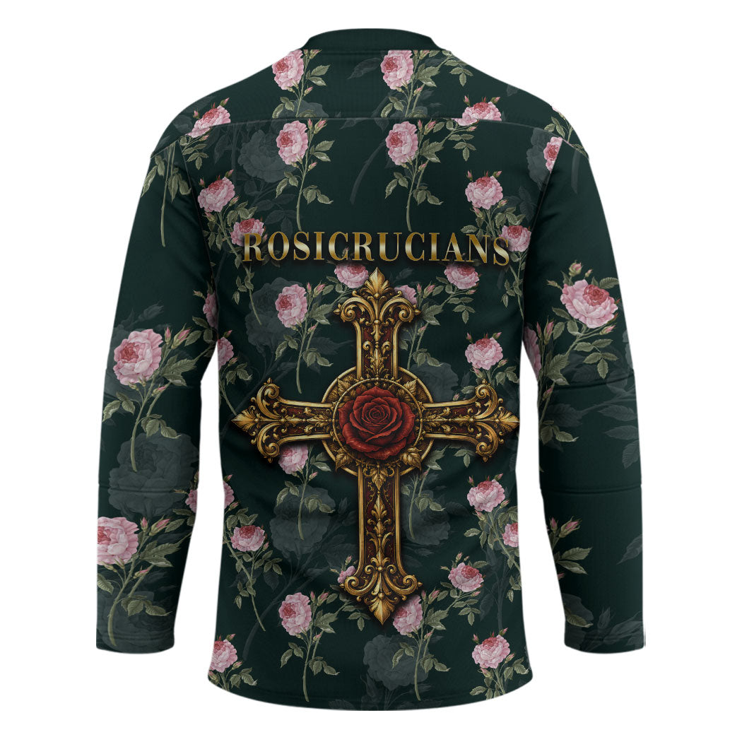Rosicrucian Order Rose Cross Hockey Jersey Gothic Baroque Crucifix Vintage Floral