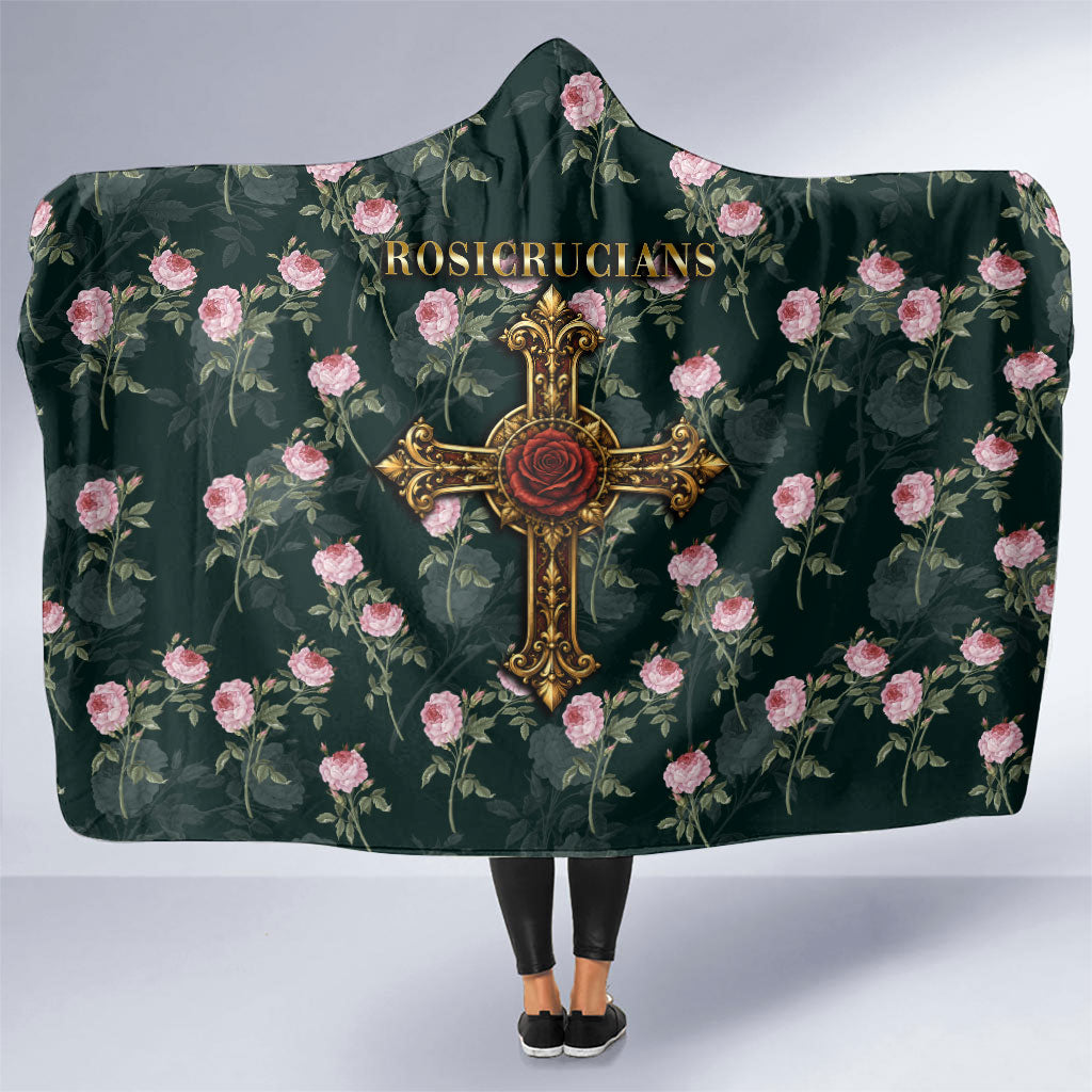 Rosicrucian Order Rose Cross Hooded Blanket Gothic Baroque Crucifix Vintage Floral