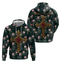 Rosicrucian Order Rose Cross Hoodie Gothic Baroque Crucifix Vintage Floral