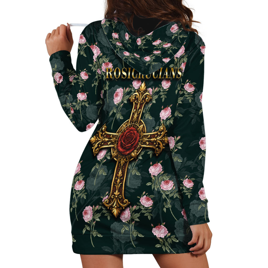 Rosicrucian Order Rose Cross Hoodie Dress Gothic Baroque Crucifix Vintage Floral