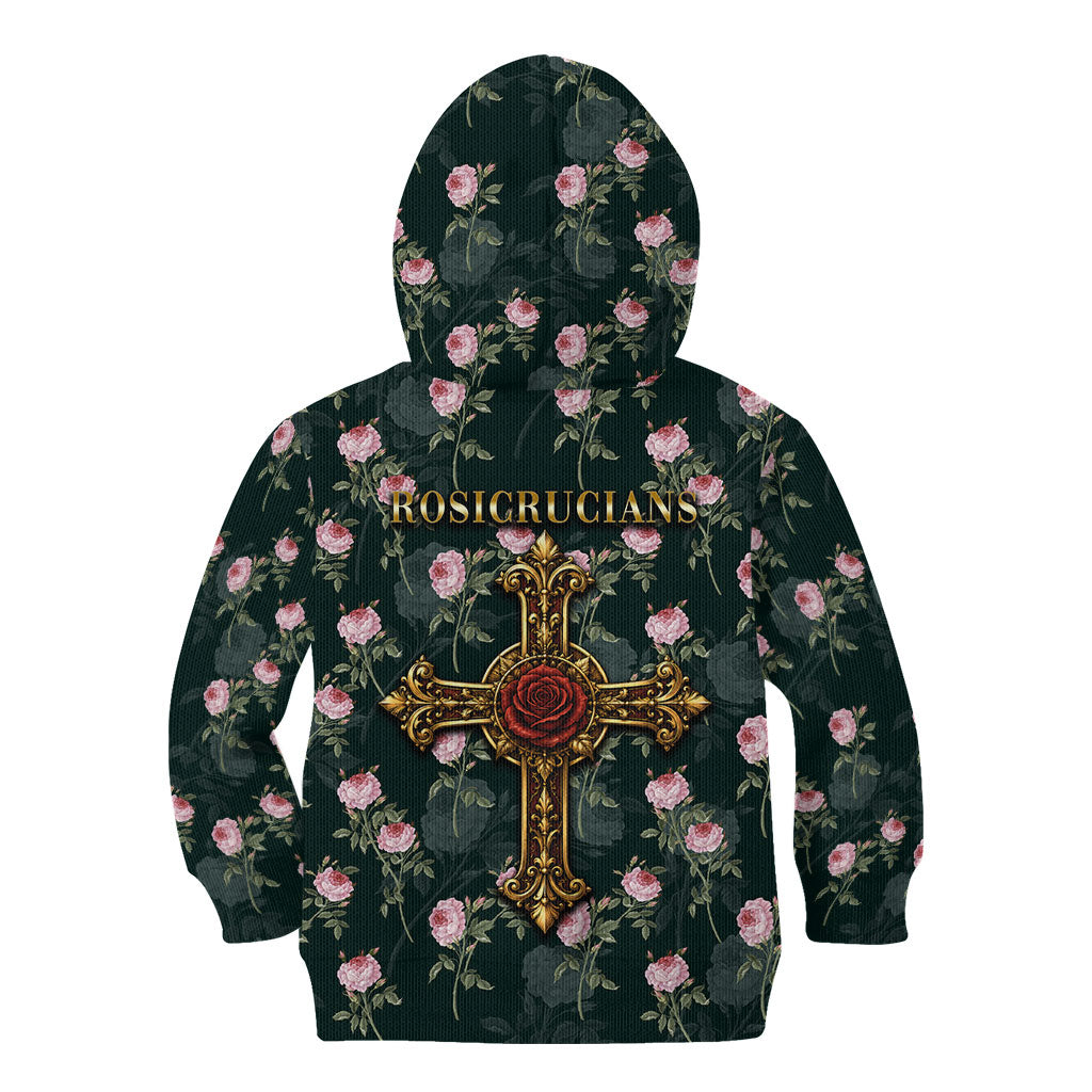 Rosicrucian Order Rose Cross Kid Hoodie Gothic Baroque Crucifix Vintage Floral