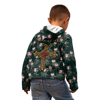Rosicrucian Order Rose Cross Kid Hoodie Gothic Baroque Crucifix Vintage Floral