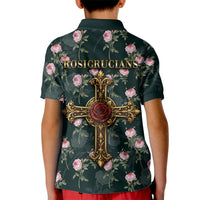 Rosicrucian Order Rose Cross Kid Polo Shirt Gothic Baroque Crucifix Vintage Floral