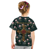 Rosicrucian Order Rose Cross Kid T Shirt Gothic Baroque Crucifix Vintage Floral