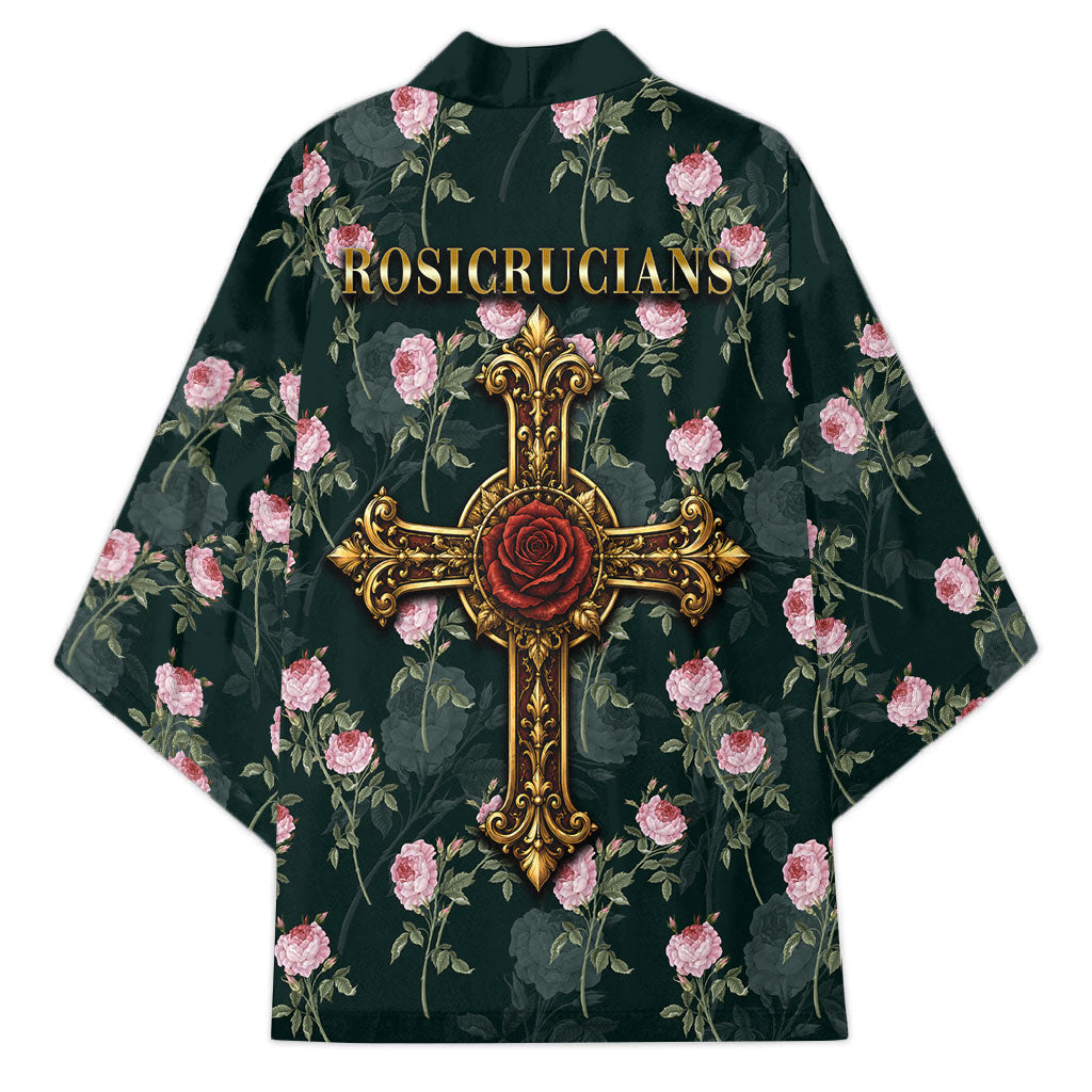 Rosicrucian Order Rose Cross Kimono Gothic Baroque Crucifix Vintage Floral