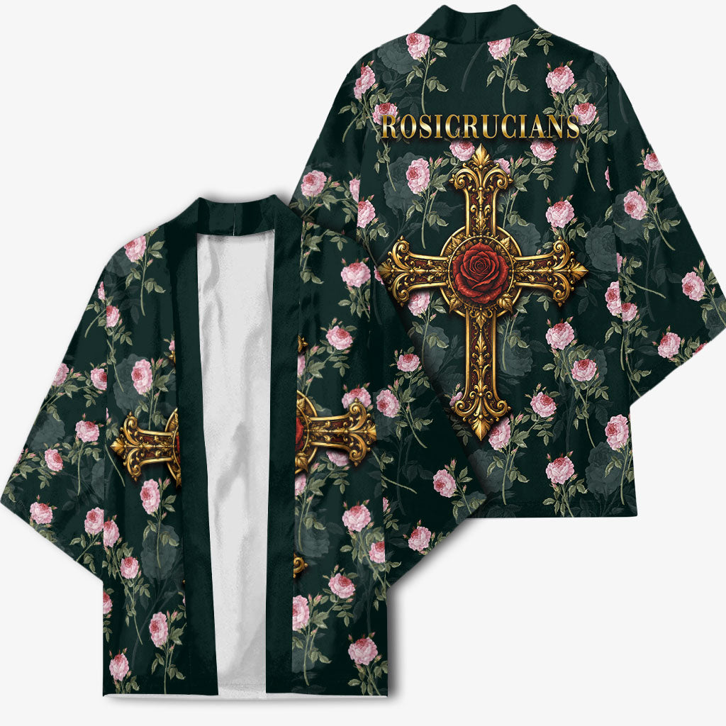 Rosicrucian Order Rose Cross Kimono Gothic Baroque Crucifix Vintage Floral