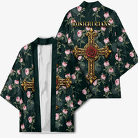 Rosicrucian Order Rose Cross Kimono Gothic Baroque Crucifix Vintage Floral