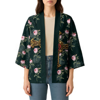 Rosicrucian Order Rose Cross Kimono Gothic Baroque Crucifix Vintage Floral
