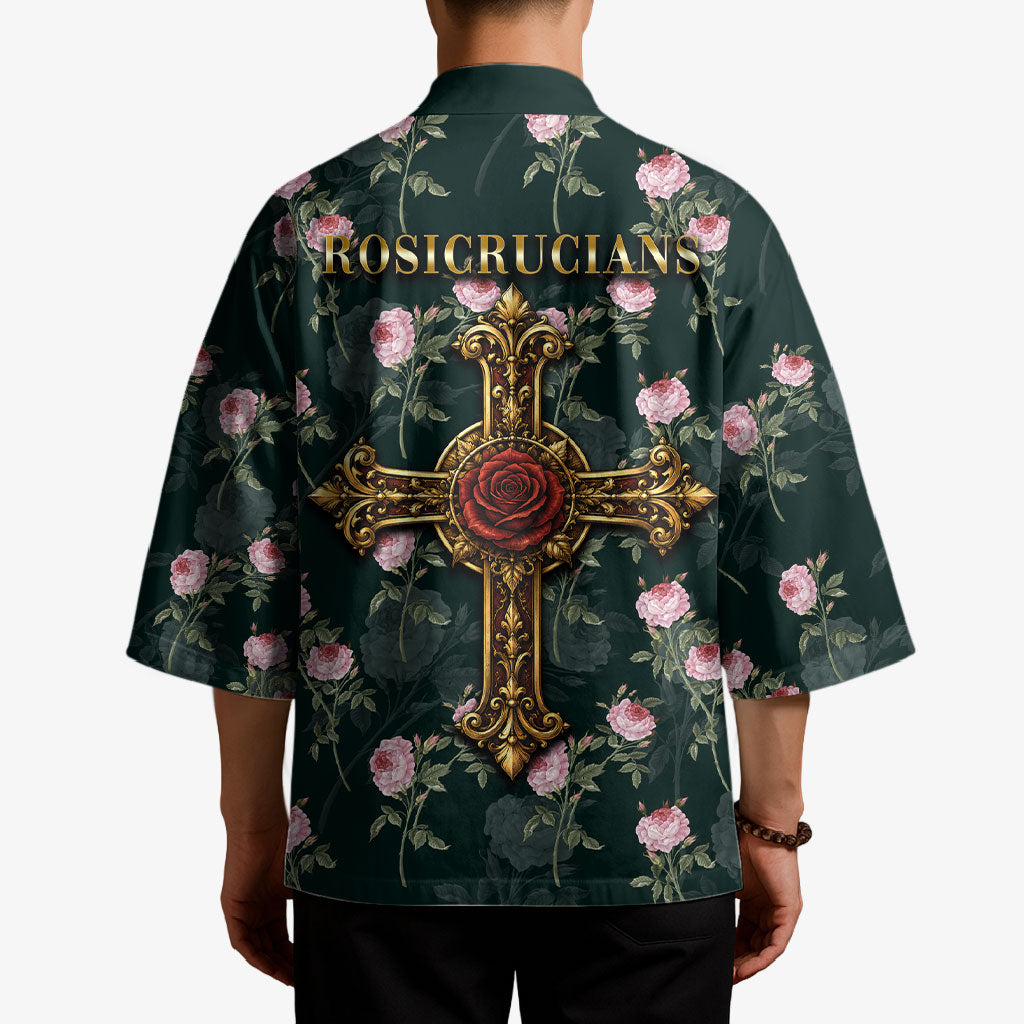 Rosicrucian Order Rose Cross Kimono Gothic Baroque Crucifix Vintage Floral
