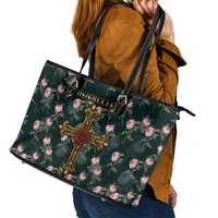 Rosicrucian Order Rose Cross Leather Tote Bag Gothic Baroque Crucifix Vintage Floral
