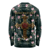 Rosicrucian Order Rose Cross Long Sleeve Shirt Gothic Baroque Crucifix Vintage Floral