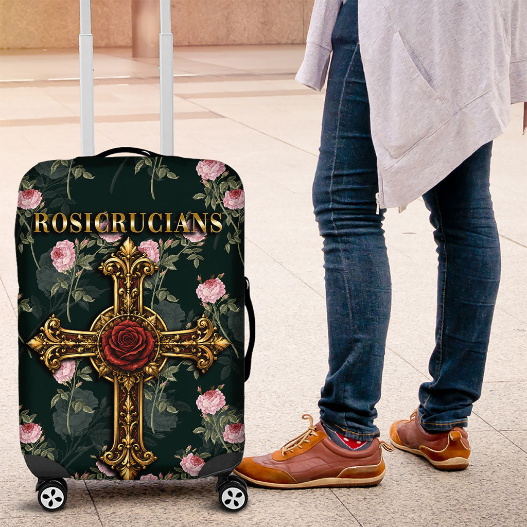 Rosicrucian Order Rose Cross Luggage Cover Gothic Baroque Crucifix Vintage Floral