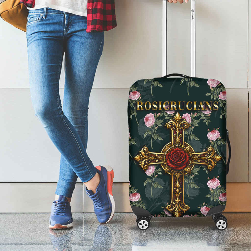 Rosicrucian Order Rose Cross Luggage Cover Gothic Baroque Crucifix Vintage Floral