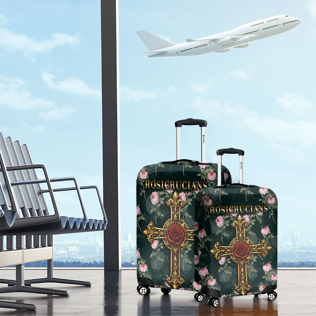 Rosicrucian Order Rose Cross Luggage Cover Gothic Baroque Crucifix Vintage Floral