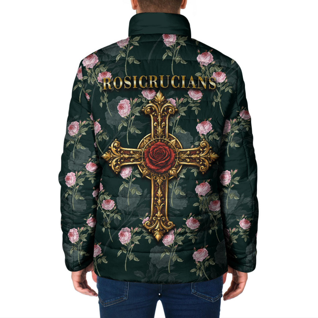 Rosicrucian Order Rose Cross Padded Jacket Gothic Baroque Crucifix Vintage Floral