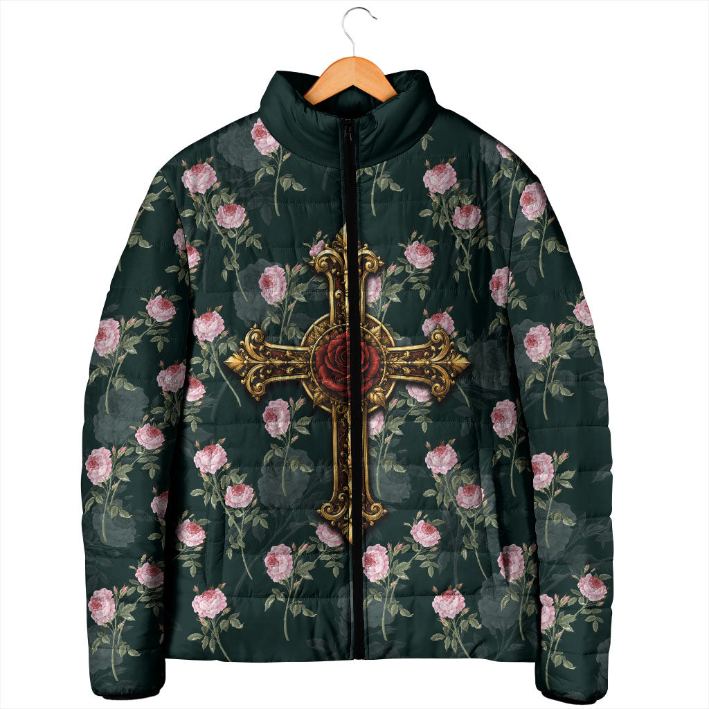 Rosicrucian Order Rose Cross Padded Jacket Gothic Baroque Crucifix Vintage Floral