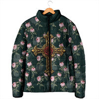 Rosicrucian Order Rose Cross Padded Jacket Gothic Baroque Crucifix Vintage Floral