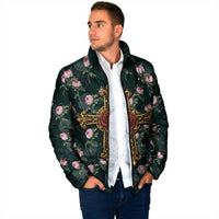 Rosicrucian Order Rose Cross Padded Jacket Gothic Baroque Crucifix Vintage Floral