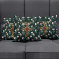 Rosicrucian Order Rose Cross Pillow Cover Gothic Baroque Crucifix Vintage Floral