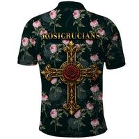 Rosicrucian Order Rose Cross Polo Shirt Gothic Baroque Crucifix Vintage Floral