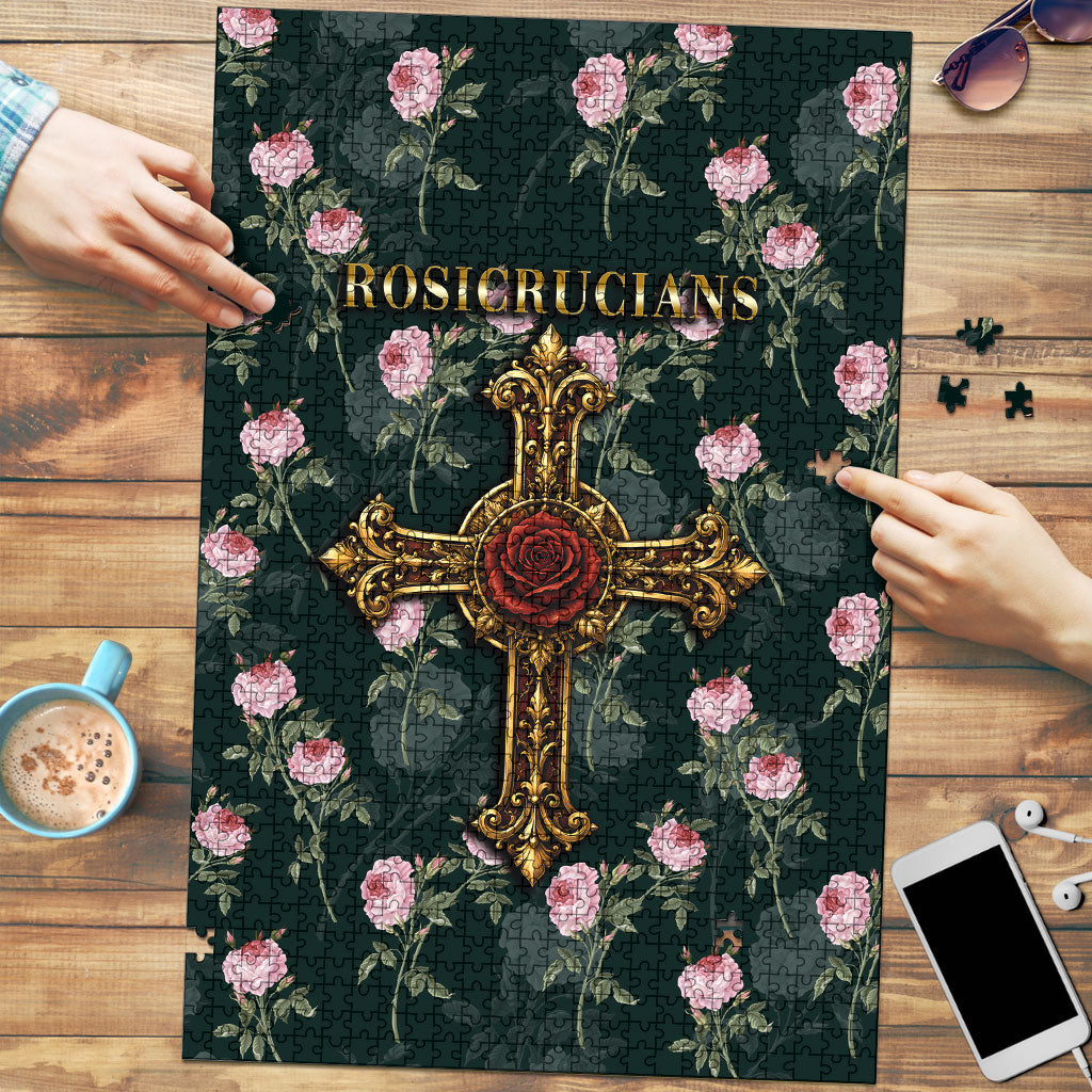 Rosicrucian Order Rose Cross Puzzle Gothic Baroque Crucifix Vintage Floral